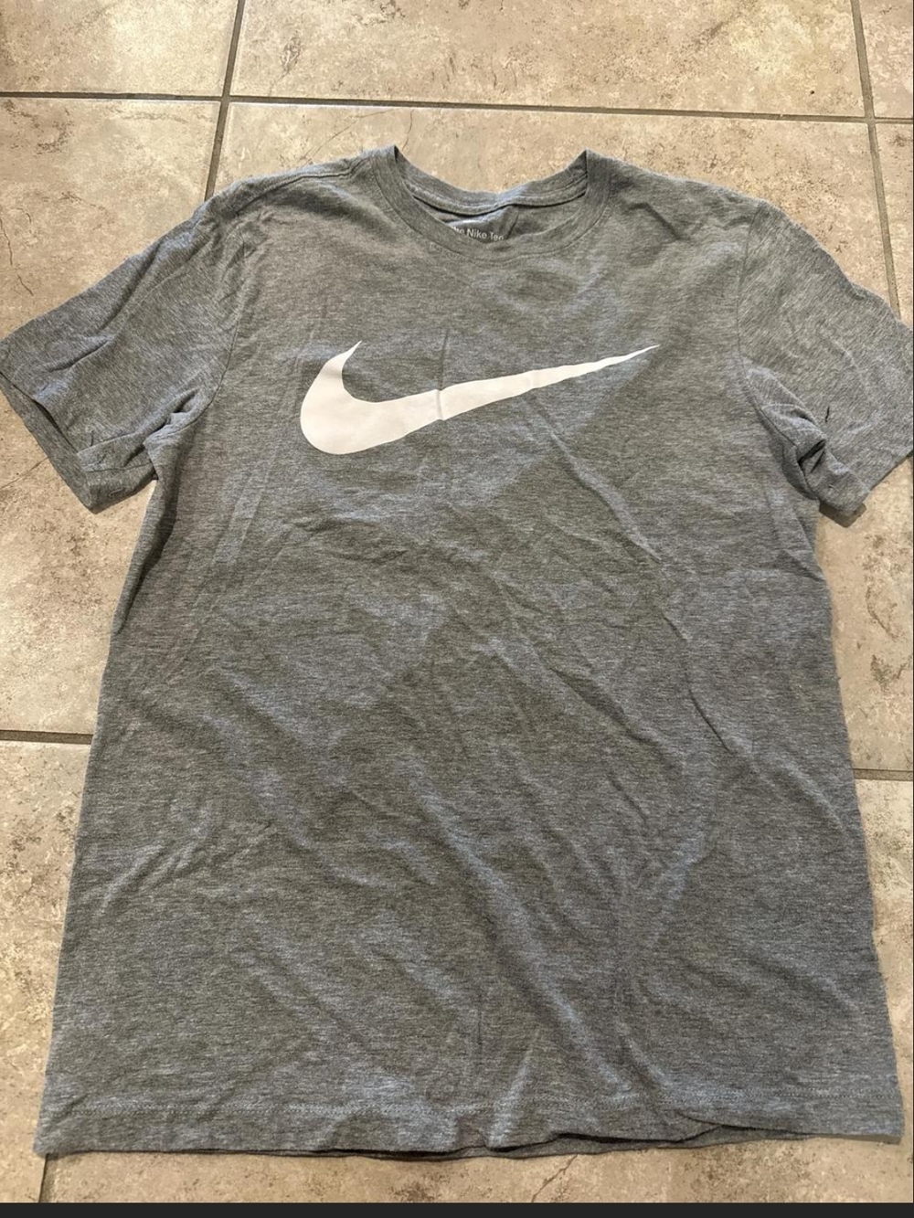Nike Gray Short-Sleeve T-Shirt with White Swoosh